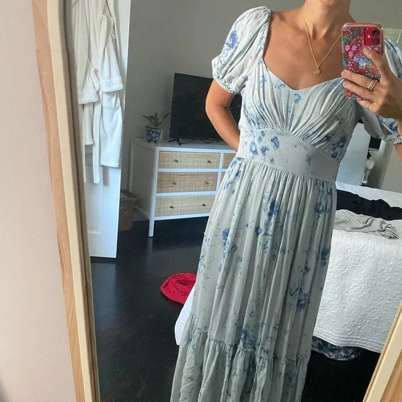 blue love shack fancy dress Love Shack Fancy Rialto Gown Blue Whisper  shortandsweethire